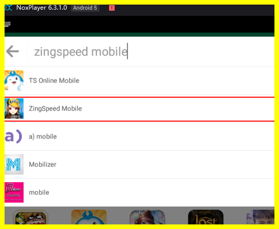 Sau khi c&agrave;i đặt th&agrave;nh c&ocirc;ng, bạn g&otilde; v&agrave;o &ocirc; t&igrave;m kiếm của CH Play từ kh&oacute;a ZingSpeed Mobile chọn ứng dụng c&oacute; biểu tượng như h&igrave;nh dưới.