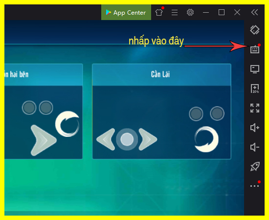 Bước 5: Tại đ&acirc;y, c&aacute;c bạn chọn icon b&agrave;n ph&iacute;m tr&ecirc;n thanh chức năng ở cạnh phải giả lập. Sau đ&oacute; bạn h&atilde;y thiết lập ph&iacute;m chơi theo &yacute; bạn sao cho thuận tiện nhất để bạn c&oacute; thể chơi game v&agrave; chọn Save để lưu thiết lập.