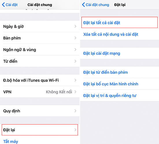 Đặt lại phần mềm