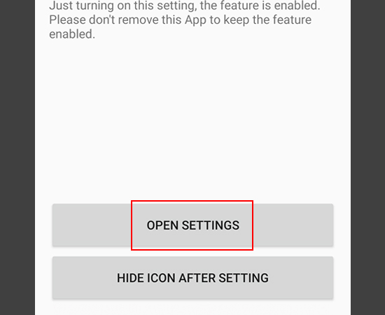  Chọn OPEN SETTINGS.