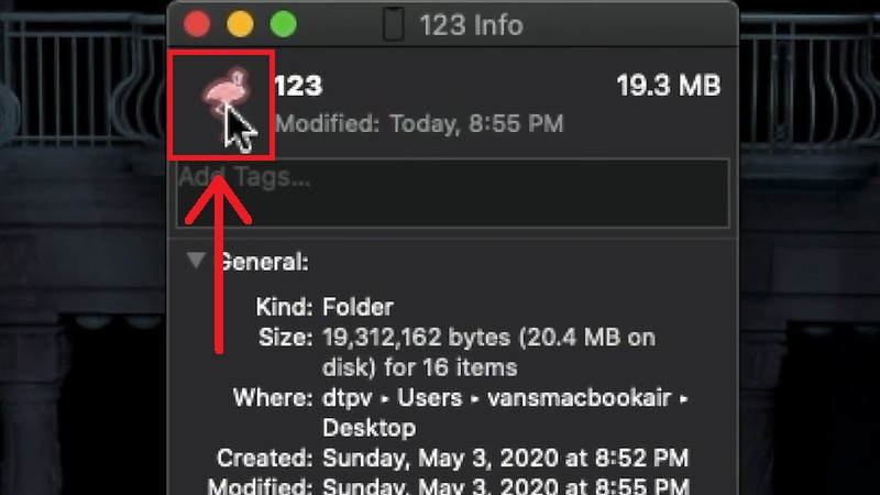Chọn h&igrave;nh ảnh icon của thư mục (Folder) ở g&oacute;c tr&ecirc;n b&ecirc;n tr&aacute;i rồi nhấn ph&iacute;m Command + V.