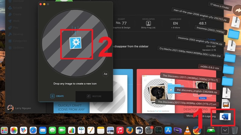 K&eacute;o h&igrave;nh ảnh biểu tượng thả v&agrave;o &ocirc; tr&ograve;n của ứng dụng Image2icon