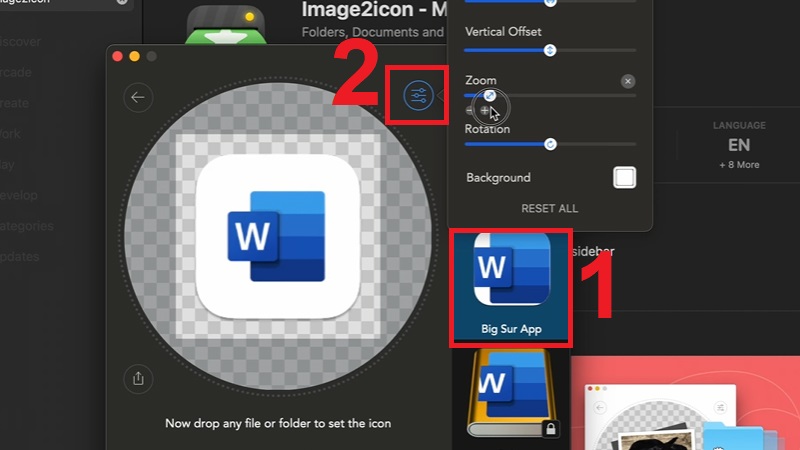 Chọn Big Sur App v&agrave; nhấn biểu tượng 3 dấu gạch nếu muốn chỉnh sửa th&ecirc;m