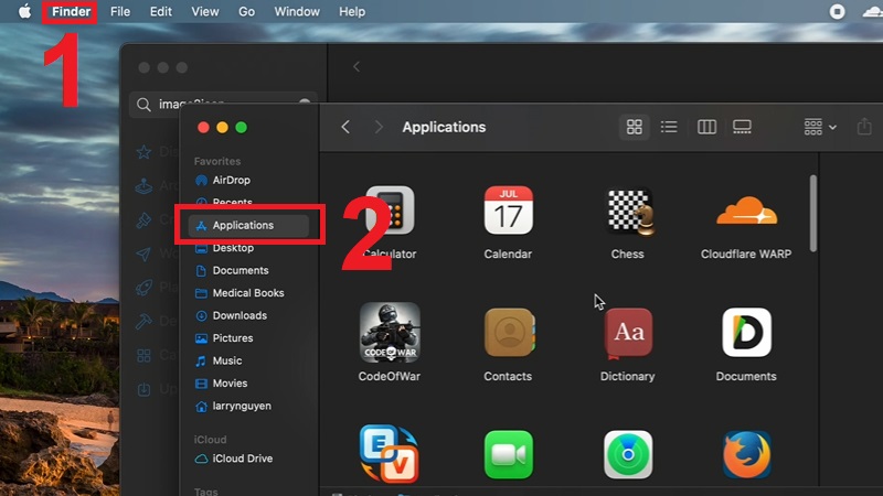 Nhấn v&agrave;o Finder v&agrave; chọn mục Applications