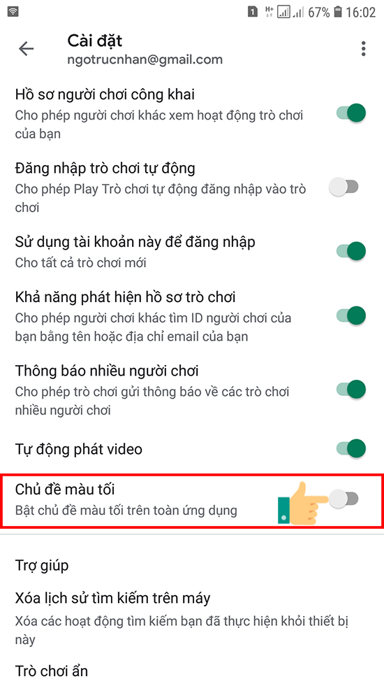 K&iacute;ch hoạt chế độ DarkMode tr&ecirc;n Google Play Games