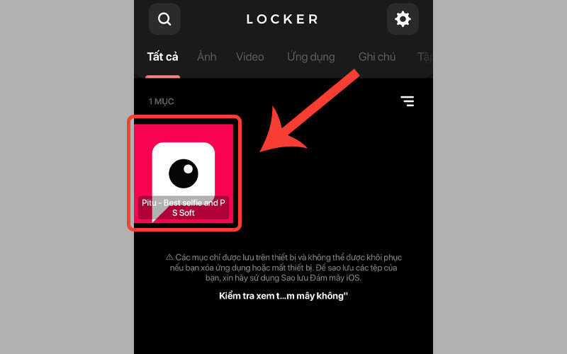 Vào ứng dụng Locker truy cập bình thường