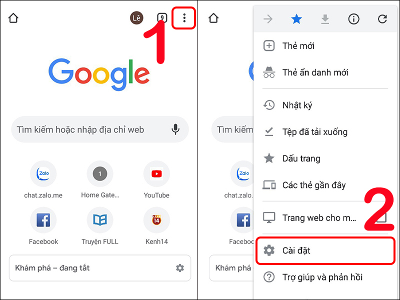 Chọn Cài đặt Google Chrome trên điện thoại Android