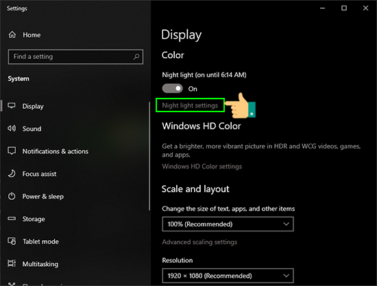 Bảo vệ mắt bằng cách bật chế độ Night Light trên Windows 10