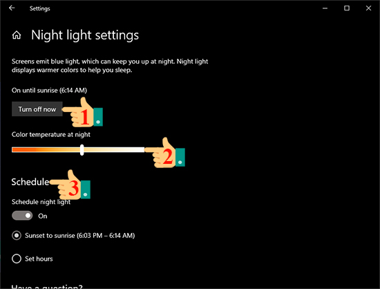 Bảo vệ mắt bằng cách bật chế độ Night Light trên Windows 10
