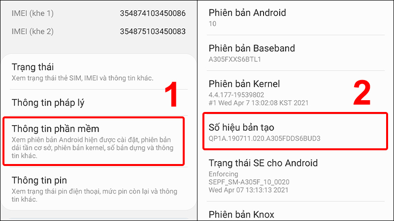 Vào Thông tin phần mềm và nhấn 7 lần liên tiếp vào Số hiệu bản tạo