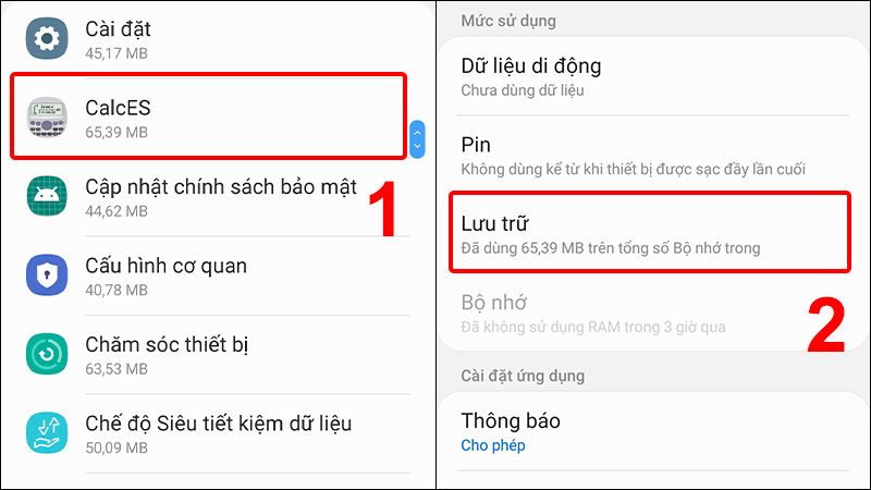 Chọn ứng dụng bạn muốn và nhấn vào Lưu trữ