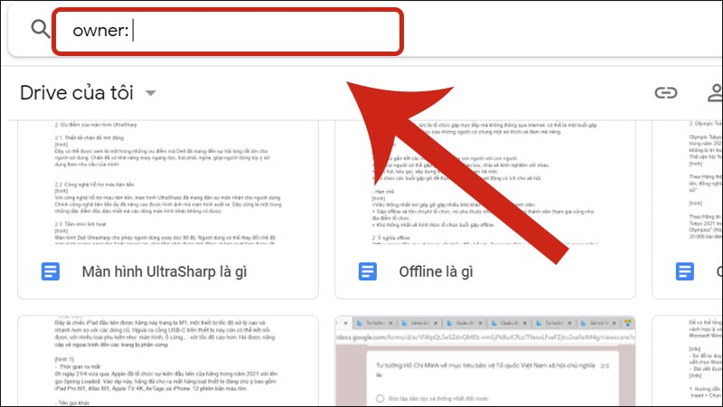 Tìm kiếm nhanh trong Google Drive bằng email chủ sở hữu