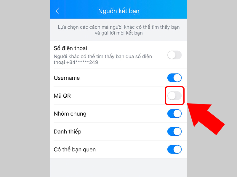 Tắt nhận lời mời kết bạn Zalo qua mã QR
