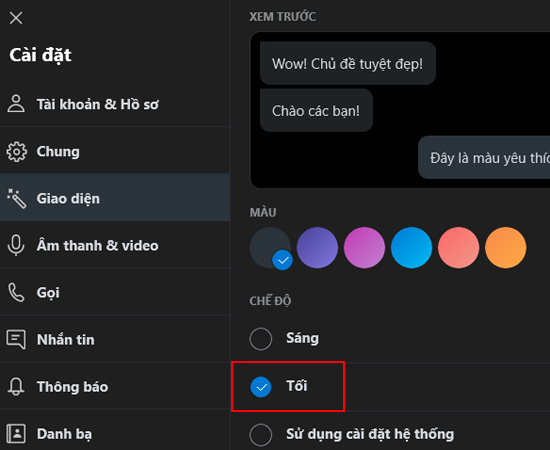 Hướng dẫn kích hoạt Dark Mode cho Skype trên điện thoại và máy tính