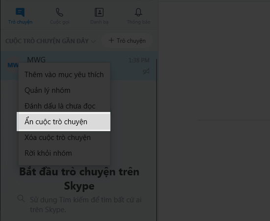 Hướng dẫn tắt thông báo, ẩn nhóm chat Skype đơn giản nhất