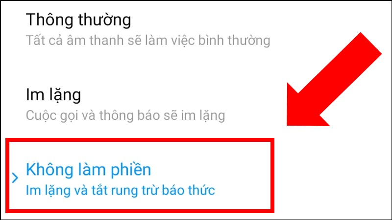 Chọn Không làm phiền