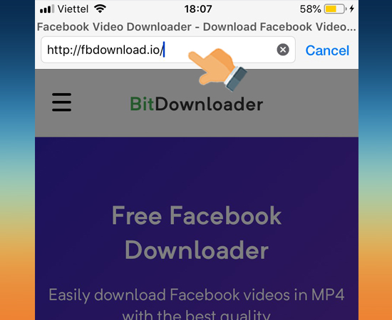 bạn nhập địa chỉ fbdownload.io