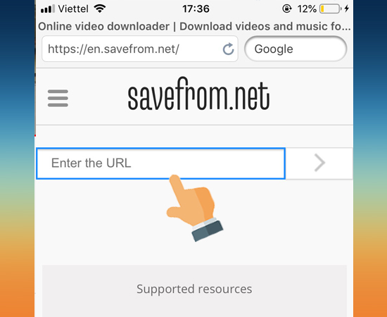 Dán link vừa sao chép vào thanh Enter the URL