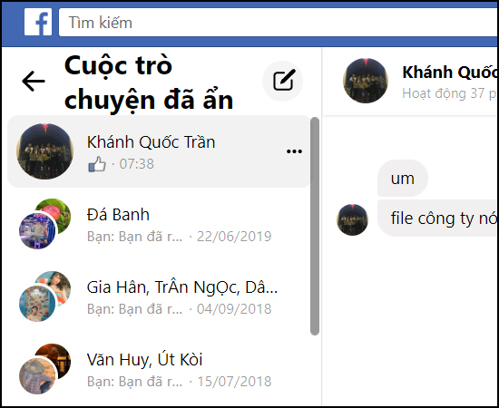 xem được những cuộc trò chuyện bị ẩn