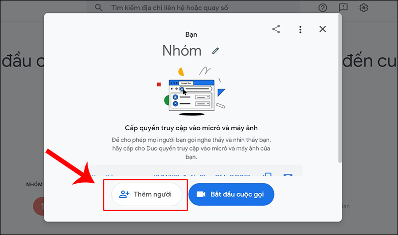 Th&ecirc;m người trong nh&oacute;m gọi video