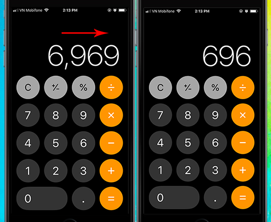 Nếu bạn chỉ muốn xóa một số trong dãy số bạn vừa nhập, bạn chỉ cần vuốt sang trái hoặc phải trên chính số đó là xong.