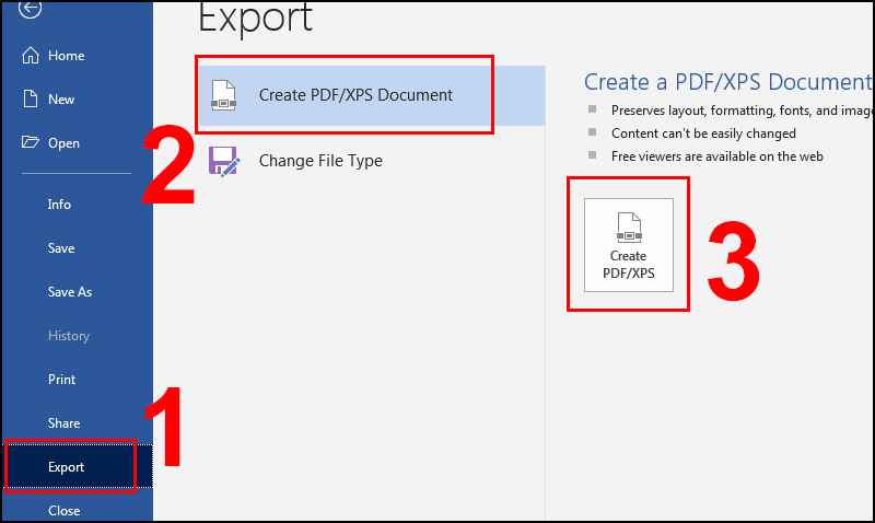 Chọn biểu tượng Create PDF/XPS.