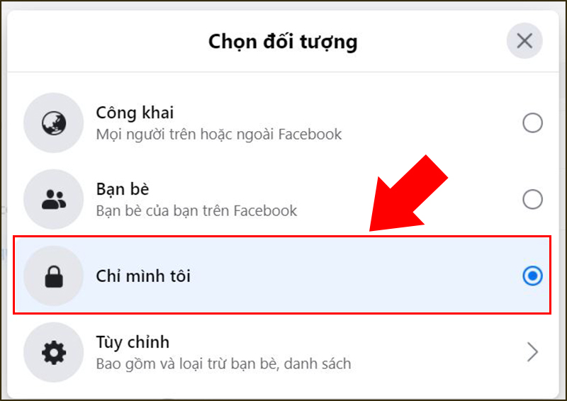 Thay đổi thành chế độ chỉ mình tôi