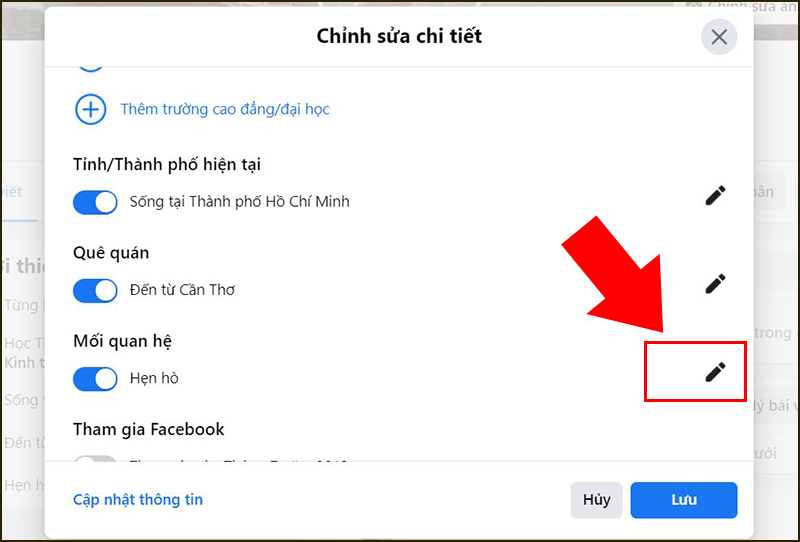 Chỉnh sửa mối quan hệ