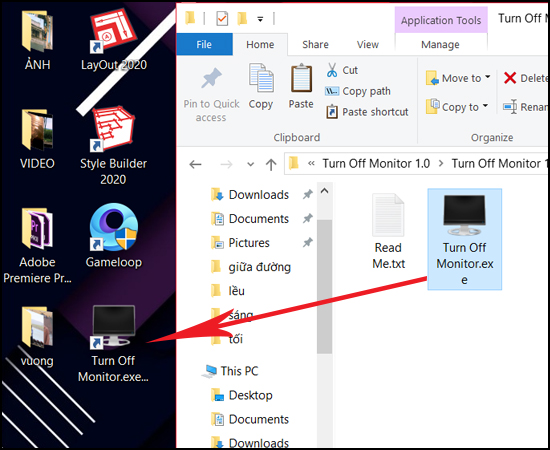 Giải nén file -> Kéo ra Desktop