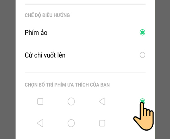 Chọn Phím ảo -> Chọn Bố trí phím ảo ưa thích của bạn