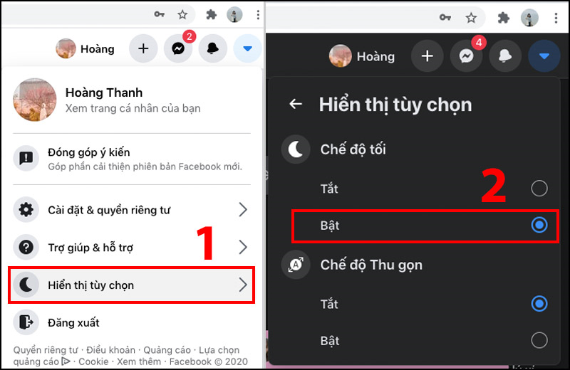 Cách bật chế độ nền tối Dark Mode Facebook trên điện thoại máy tính