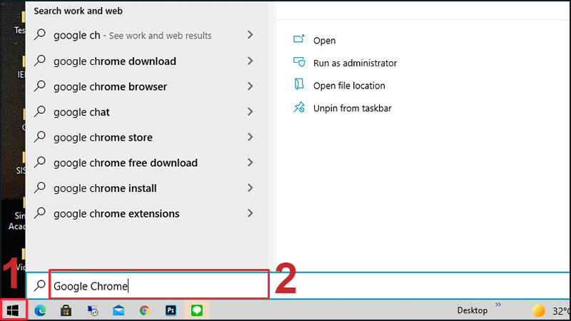 Nhập cụm từ "Google Chrome"