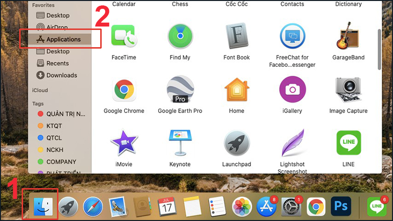 Vào Finder và ấn vào mục Applications