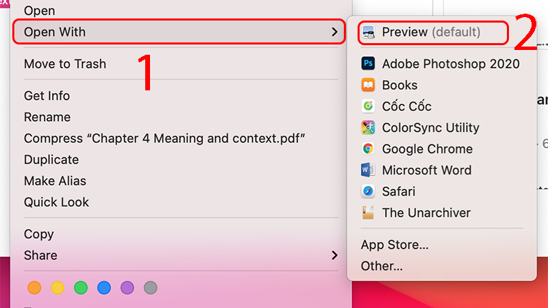 Mở cửa sổ Preview trên macOS