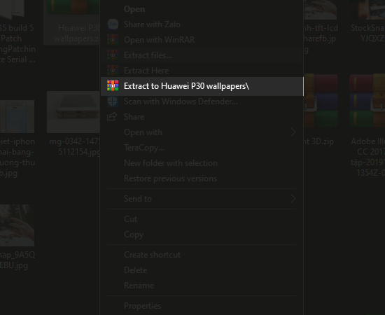 Bước 2: Giải nén file đã tải về: click chuột phải vào file và chọn Extract to...