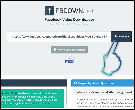 Sử dụng dịch vụ Fbdown để tải video từ Facebook