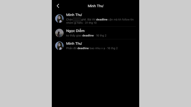 Tin nhắn cũ hiện ra
