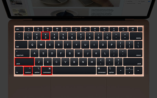 Tổ hợp phím phía trên và bổ sung thêm như Command + Shift + 3 + Control