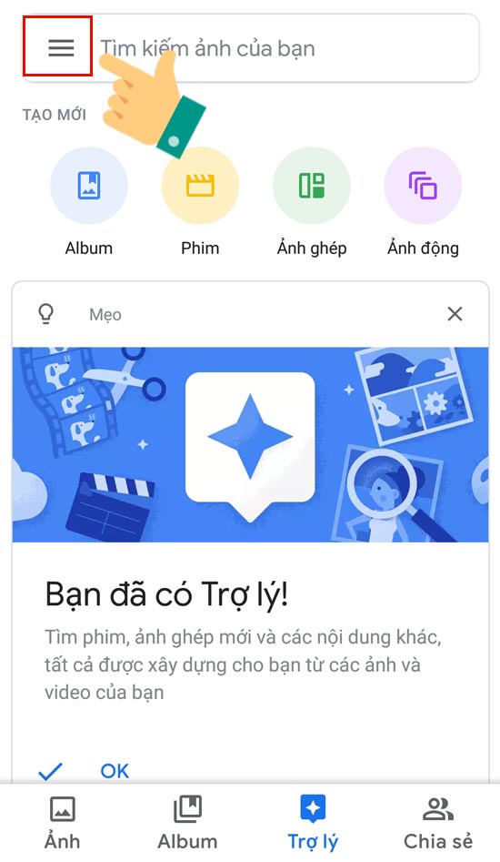 Chọn vào thanh ba chấm