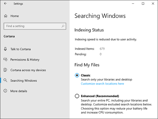 Tìm kiếm tập tin tức thời trên Windows 10