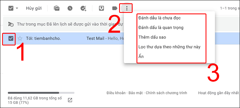 Chọn thời gian gửi mà bạn muốn