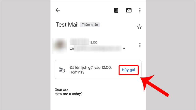 Chọn Hủy gửi