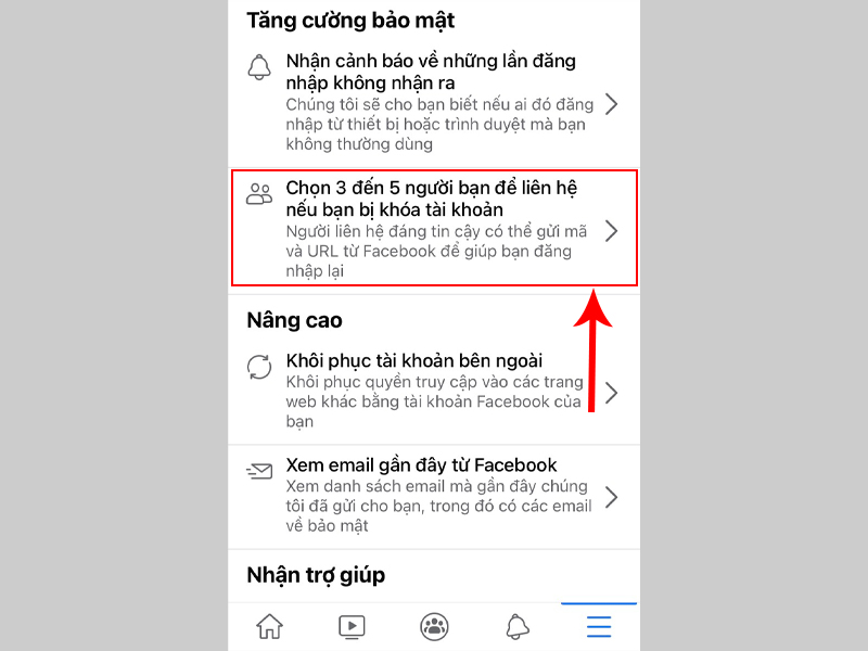 Chọn 3 đến 5 người bạn để liên hệ nếu bạn bị khóa tài khoản