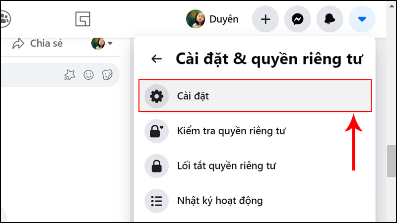 Tại Cài đặt & quyền riêng tư chọn Cài đặt