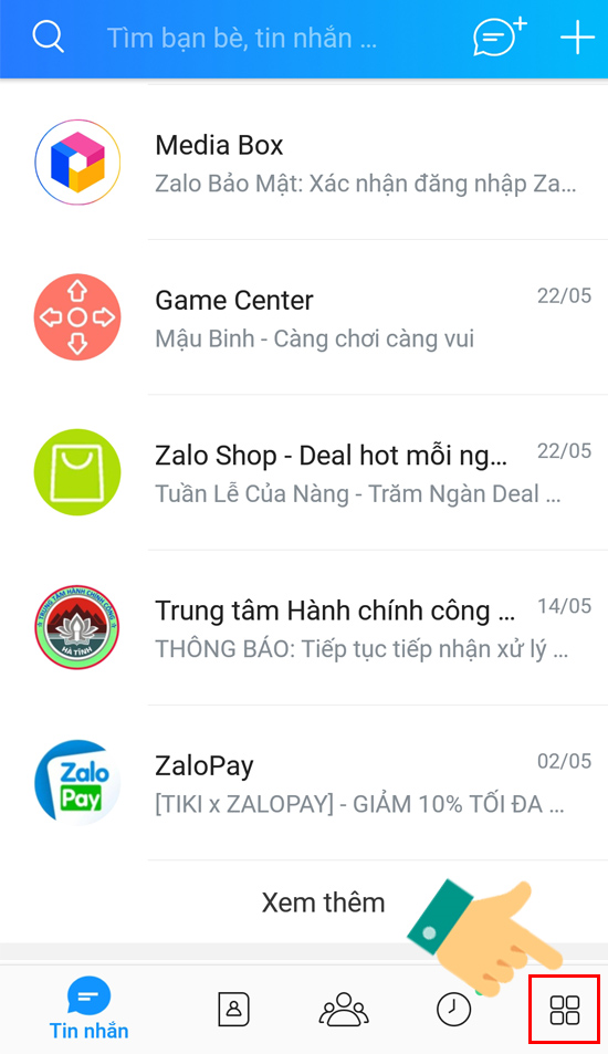 nhấn vào thêm