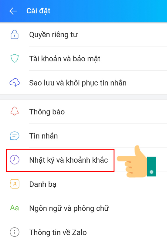 vào nhật ký và khoảnh khắc