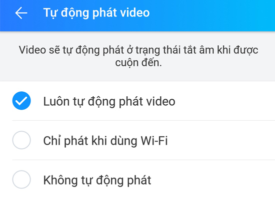 luôn tự động phát video