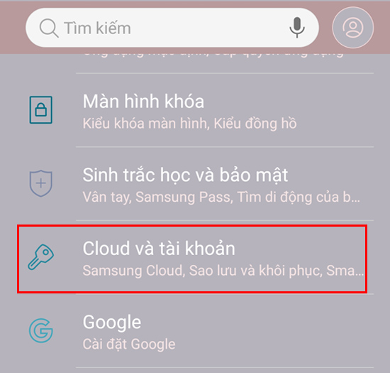  chọn Cloud và tài khoản