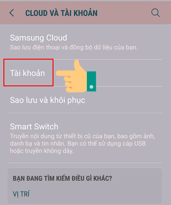 Nhấn vào Tài khoản