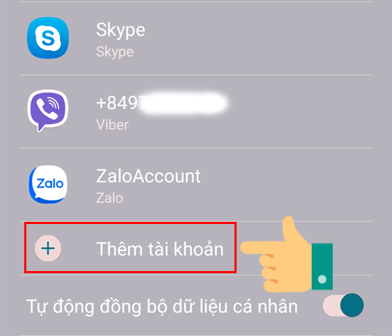  Chọn Thêm tài khoản